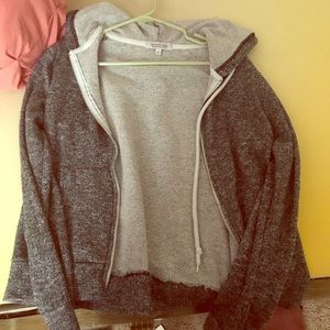 Grey jacket w/ zipper and hood